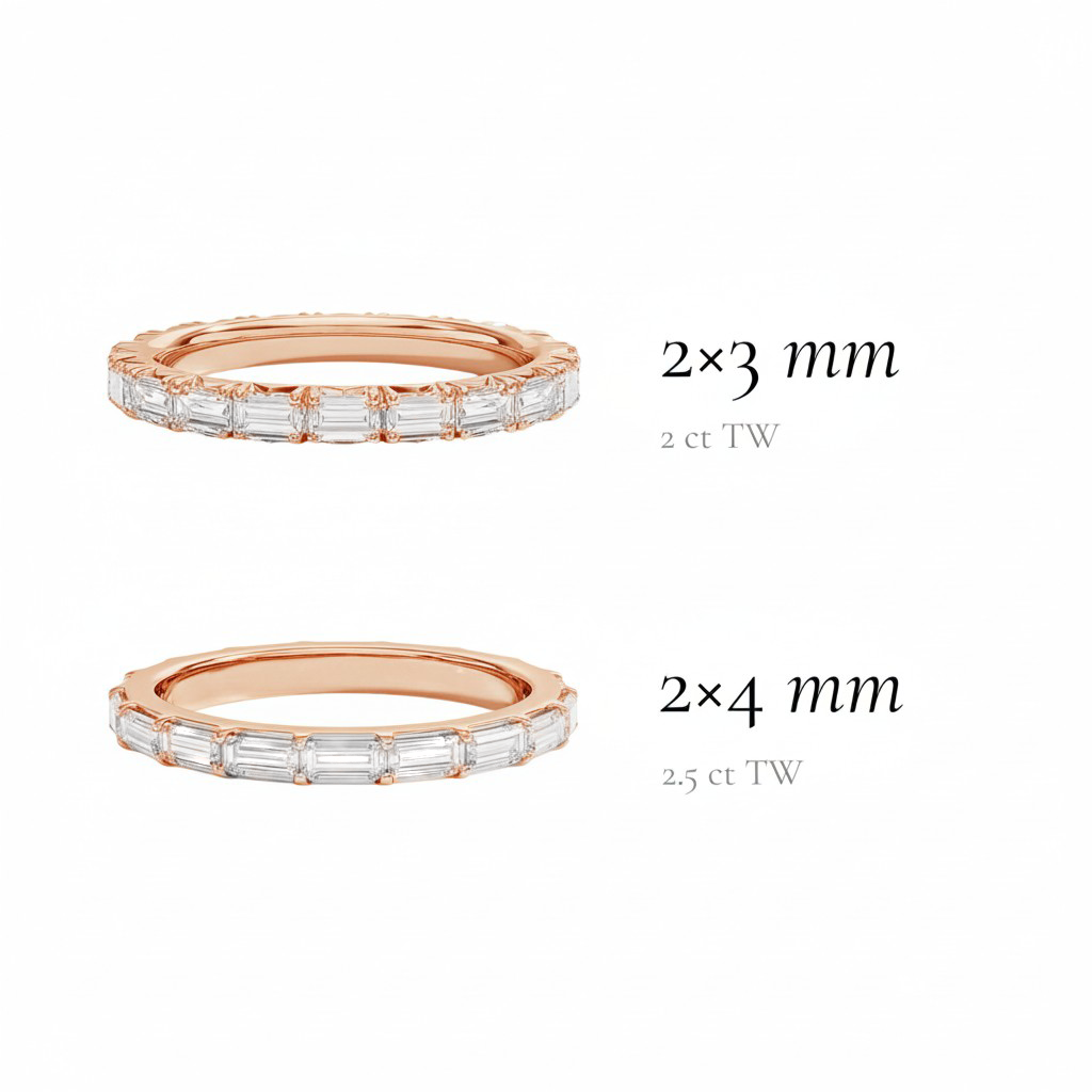 L'Emeraude® East-West Diamond Eternity Band 2x3mm, 14K Rose Gold