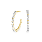 L'Emeraude® Diamond C-Hoop Earrings 2*3mm, 14K Gold