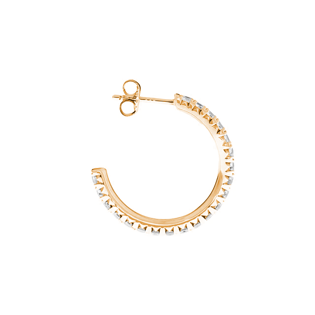 La Ronde® Diamond C-Hoop Earrings, 14K Rose Gold