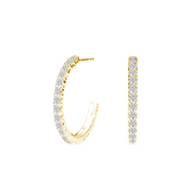 La Ronde® Diamond C-Hoop Earrings, 14K Gold