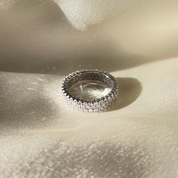 Three-Row Diamonds Pavé Ring, Sterling Silver