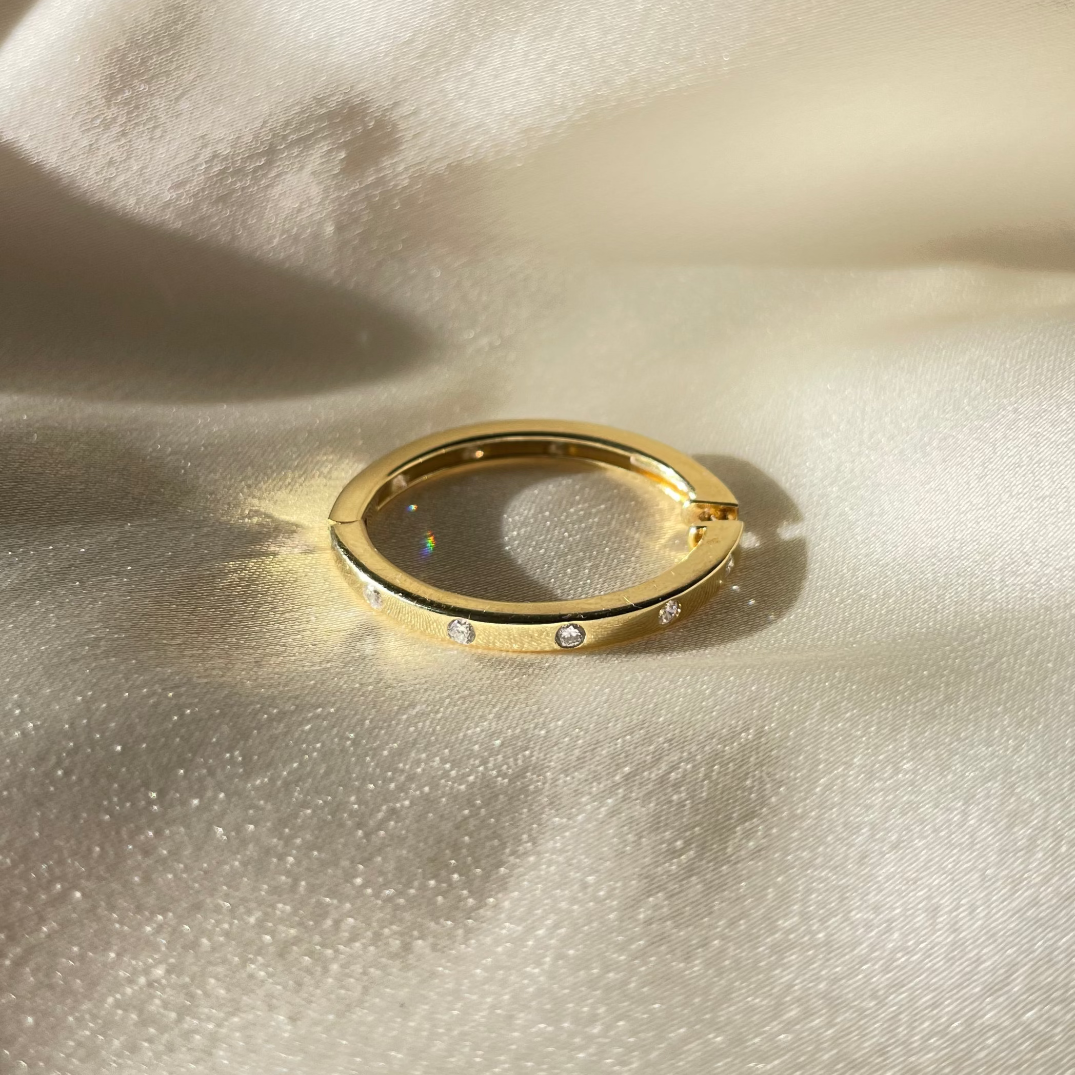 Bezel Diamond Hoop Earrings, Gold Vermeil