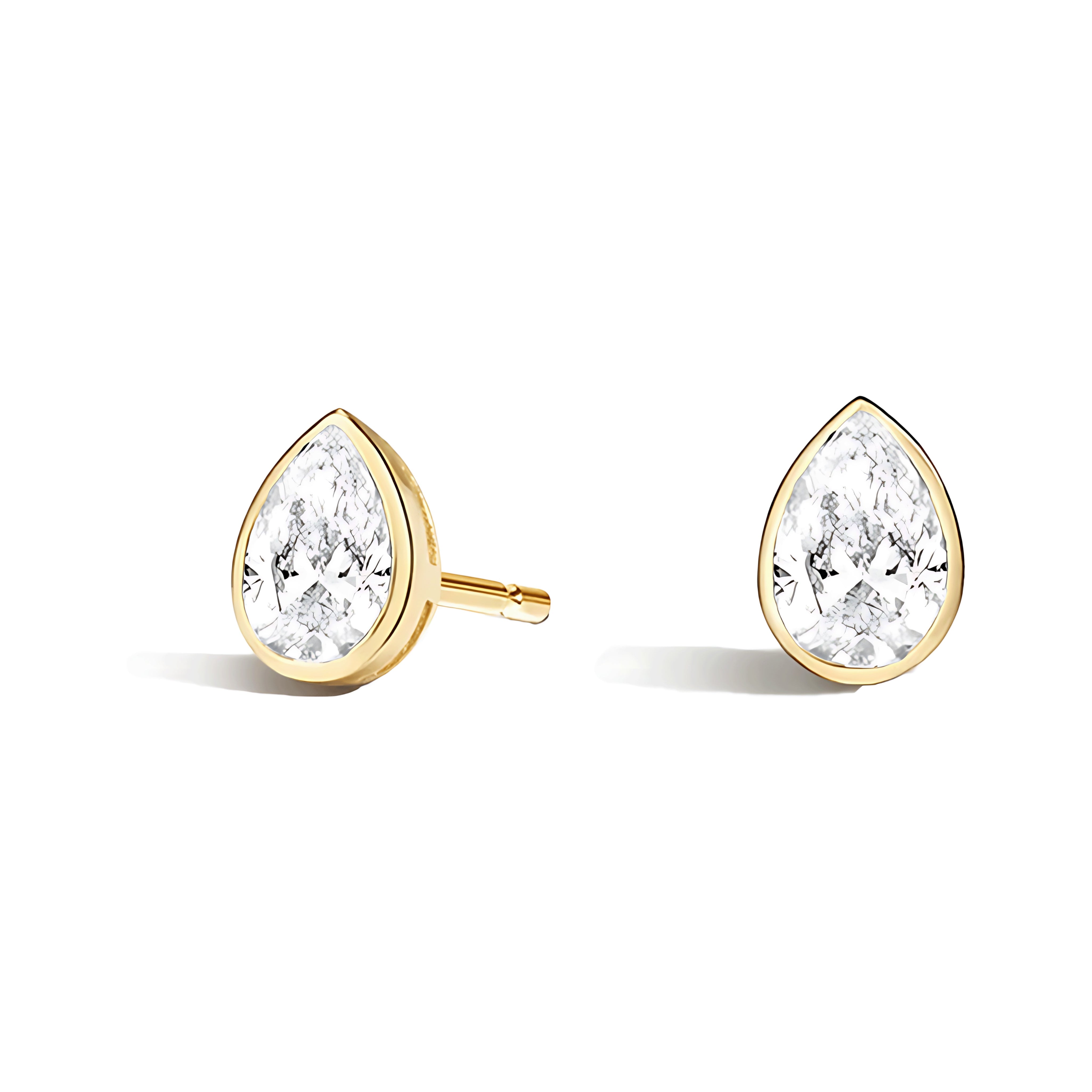 La Poire® Bezel Diamond Stud Earrings, Gold Vermeil