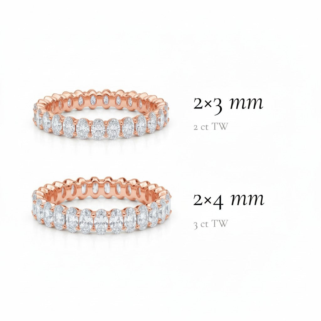 L'Ovale® Diamond Eternity Band 2x3mm, 14K Rose Gold