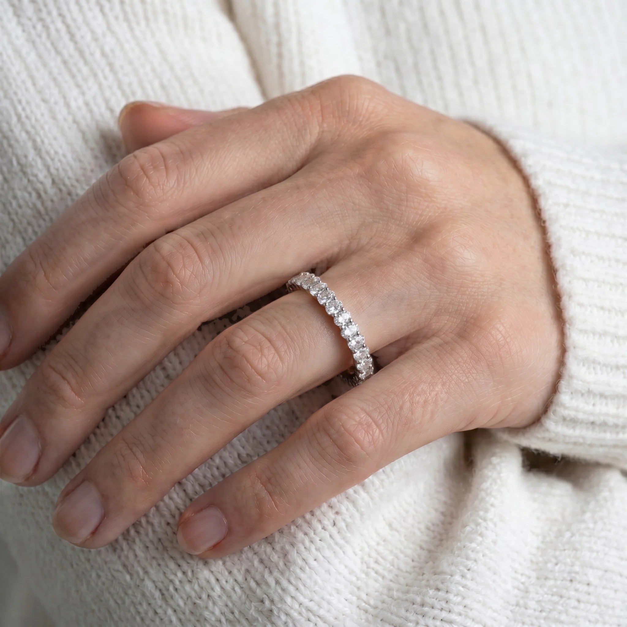 L'Ovale® Diamond Eternity Band 2x3mm, 14K White Gold