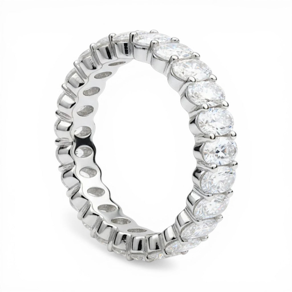 L'Ovale® Diamond Eternity Band 2x4mm, Sterling Silver