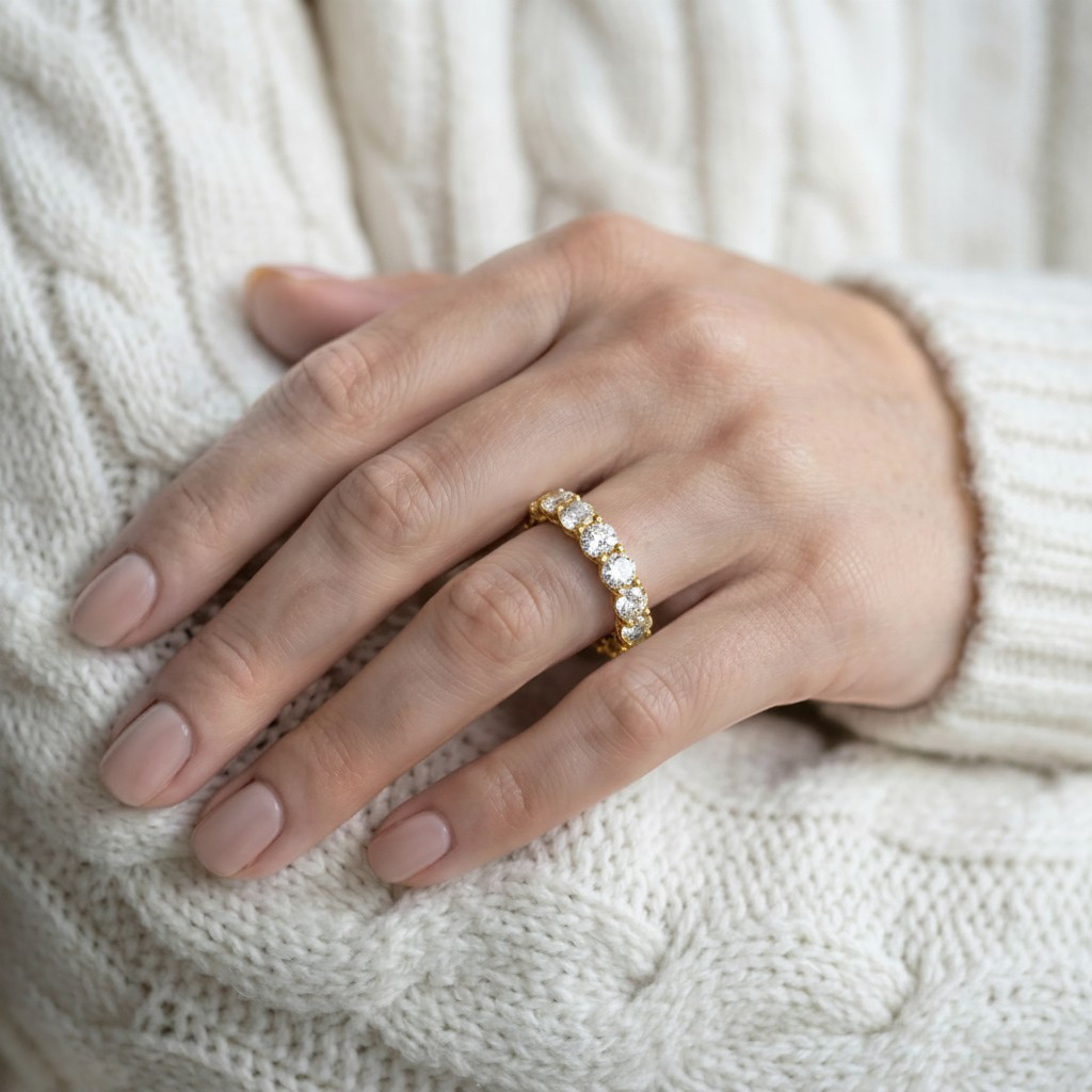 La Ronde® Diamond Eternity Band 3mm, Gold Vermeil