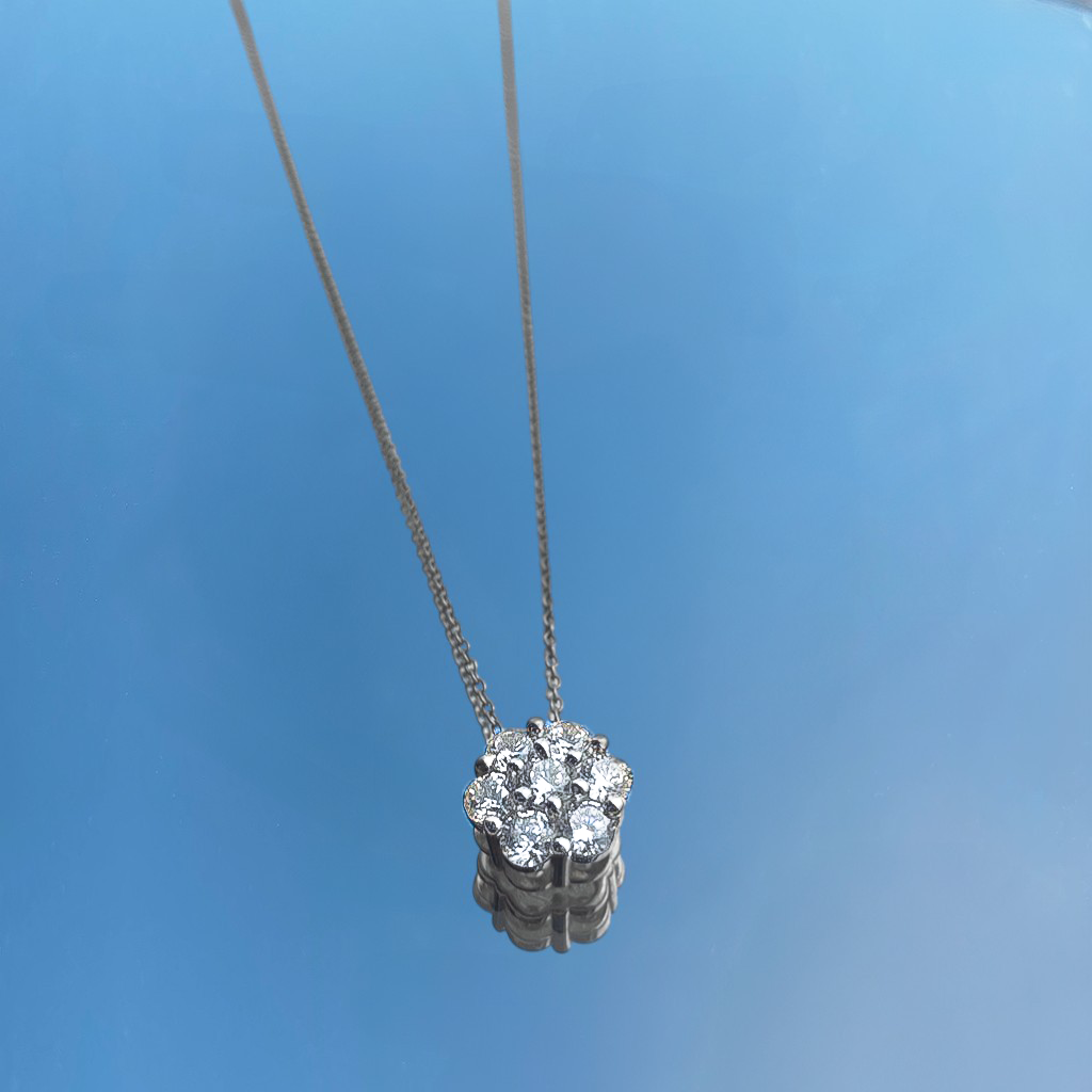 La Fleur® Diamond Pendant Necklace, 14K White Gold