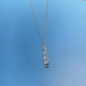 Mixed Four-Diamonds Pendant Necklace, Platinum