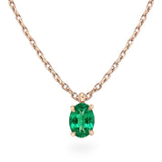 L'Ovale® Emerald Pendant Necklace, 14K Rose Gold