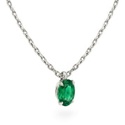 L'Ovale® Emerald Pendant Necklace, Sterling Silver