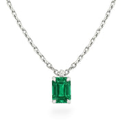 L'Emeraude® Emerald Pendant Necklace, Sterling Silver