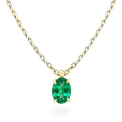 L'Ovale® Emerald Pendant Necklace, Gold Vermeil