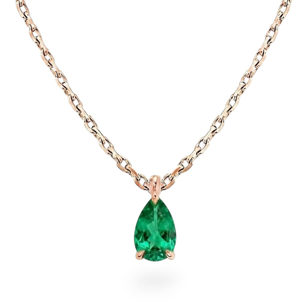 La Poire® Emerald Pendant Necklace, 14K Rose Gold