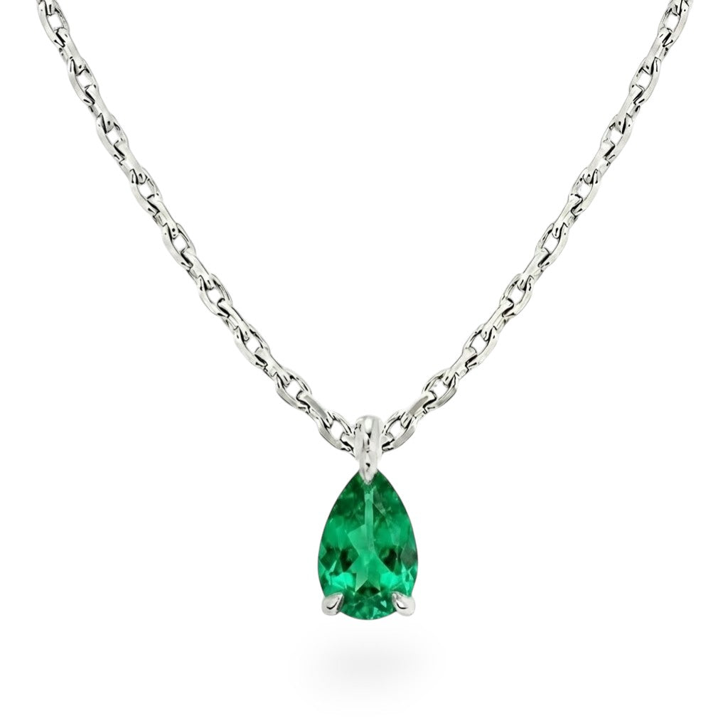 La Poire® Emerald Pendant Necklace, Sterling Silver