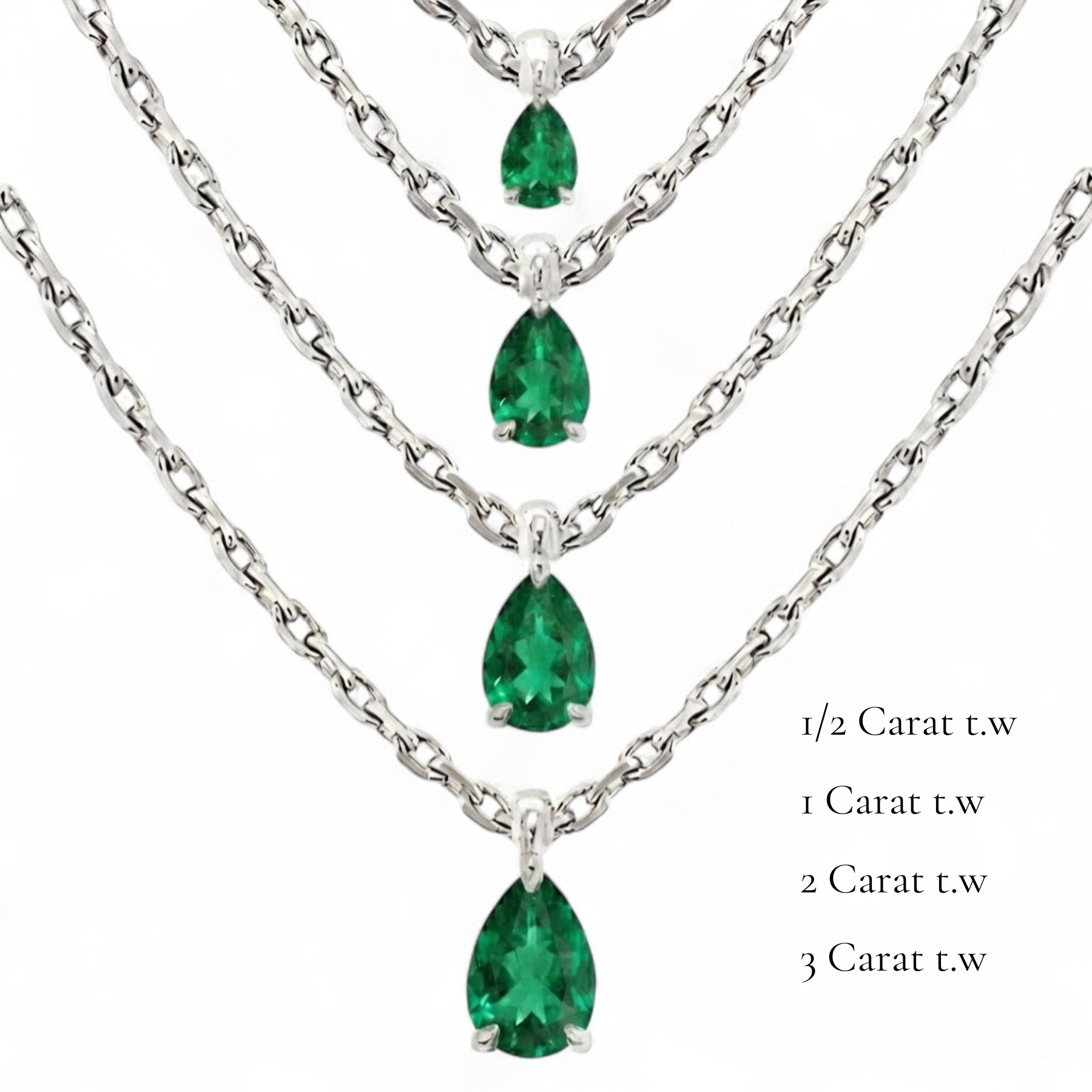 La Poire® Emerald Pendant Necklace, Sterling Silver