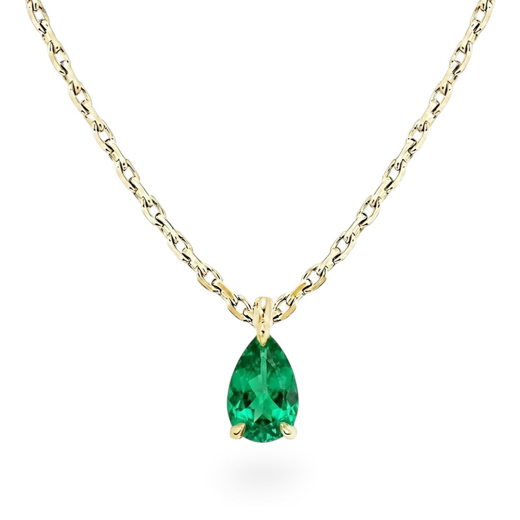 La Poire® Emerald Pendant Necklace, 14K Gold