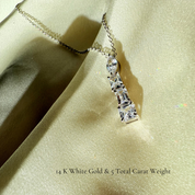 Mixed Four-Diamonds Pendant Necklace, Platinum