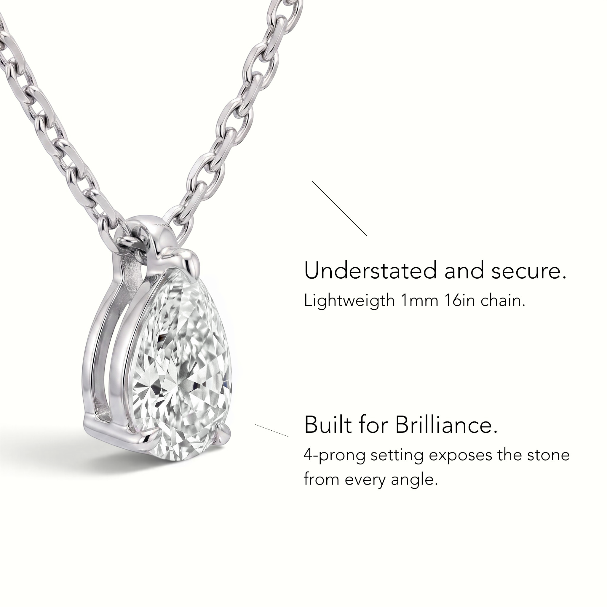La Poire® Diamond Pendant Necklace, Sterling Silver
