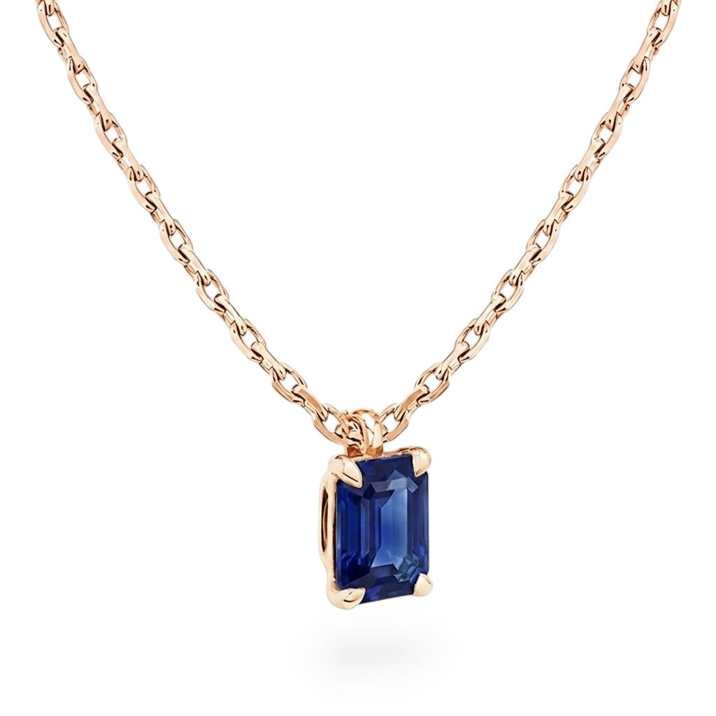 L'Emeraude® Sapphire Pendant Necklace, 14K Rose Gold