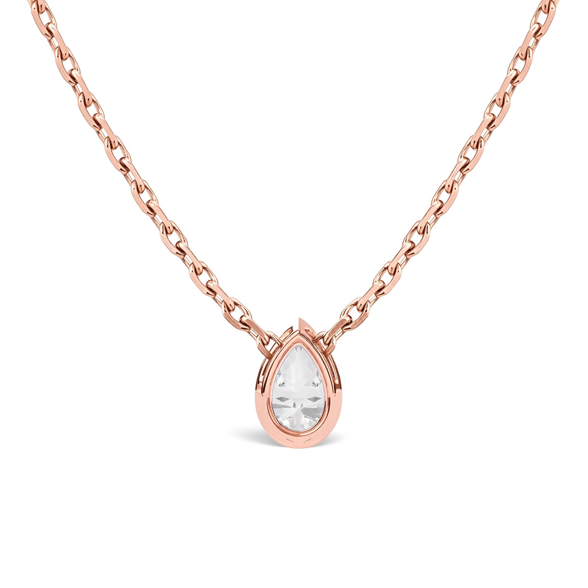 La Poire® Bezel Diamond Pendant Necklace, 14K Rose Gold