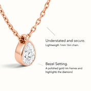 La Poire® Bezel Diamond Pendant Necklace, 14K Rose Gold