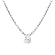 La Poire® Bezel Diamond Pendant Necklace, Platinum