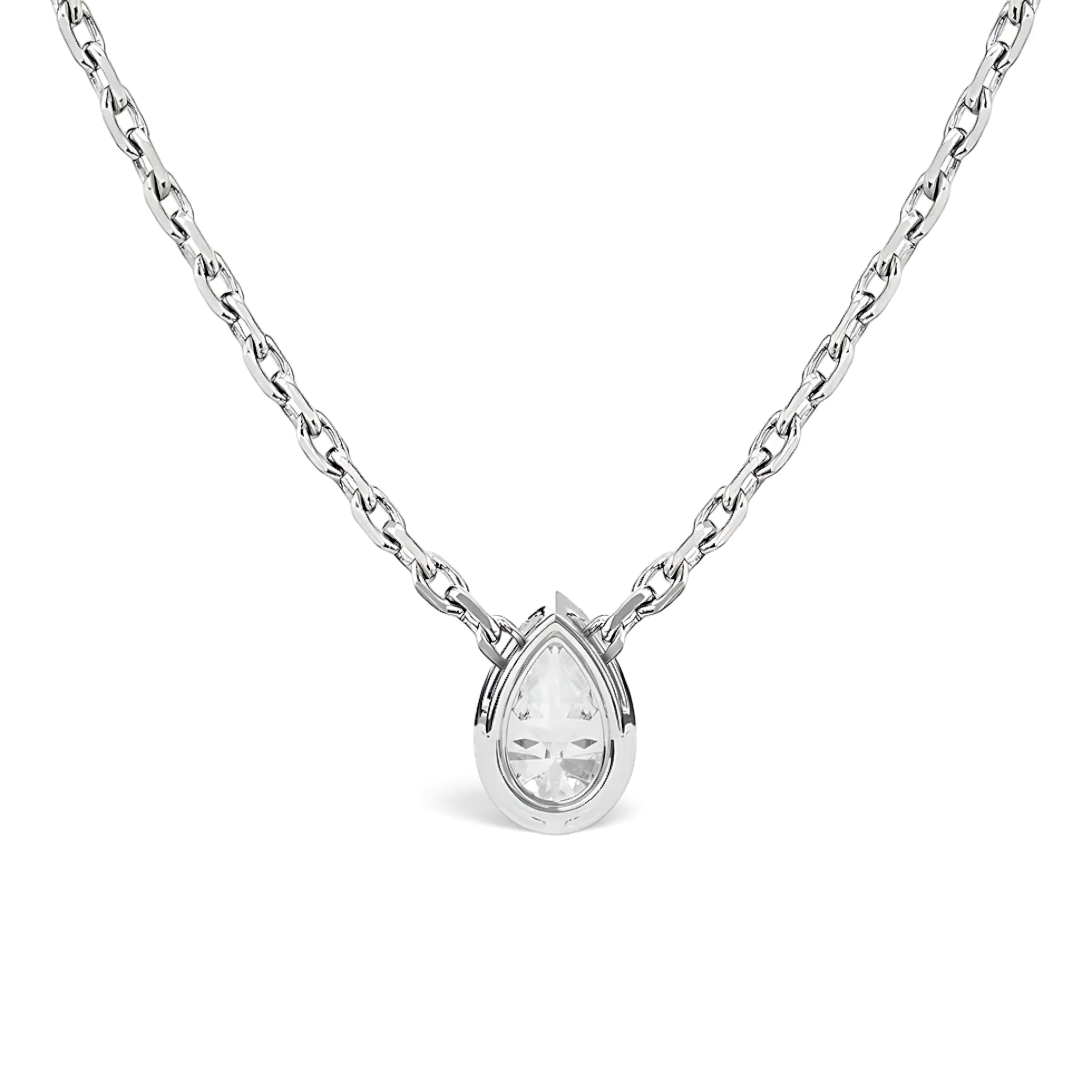 La Poire® Bezel Diamond Pendant Necklace, 14K White Gold