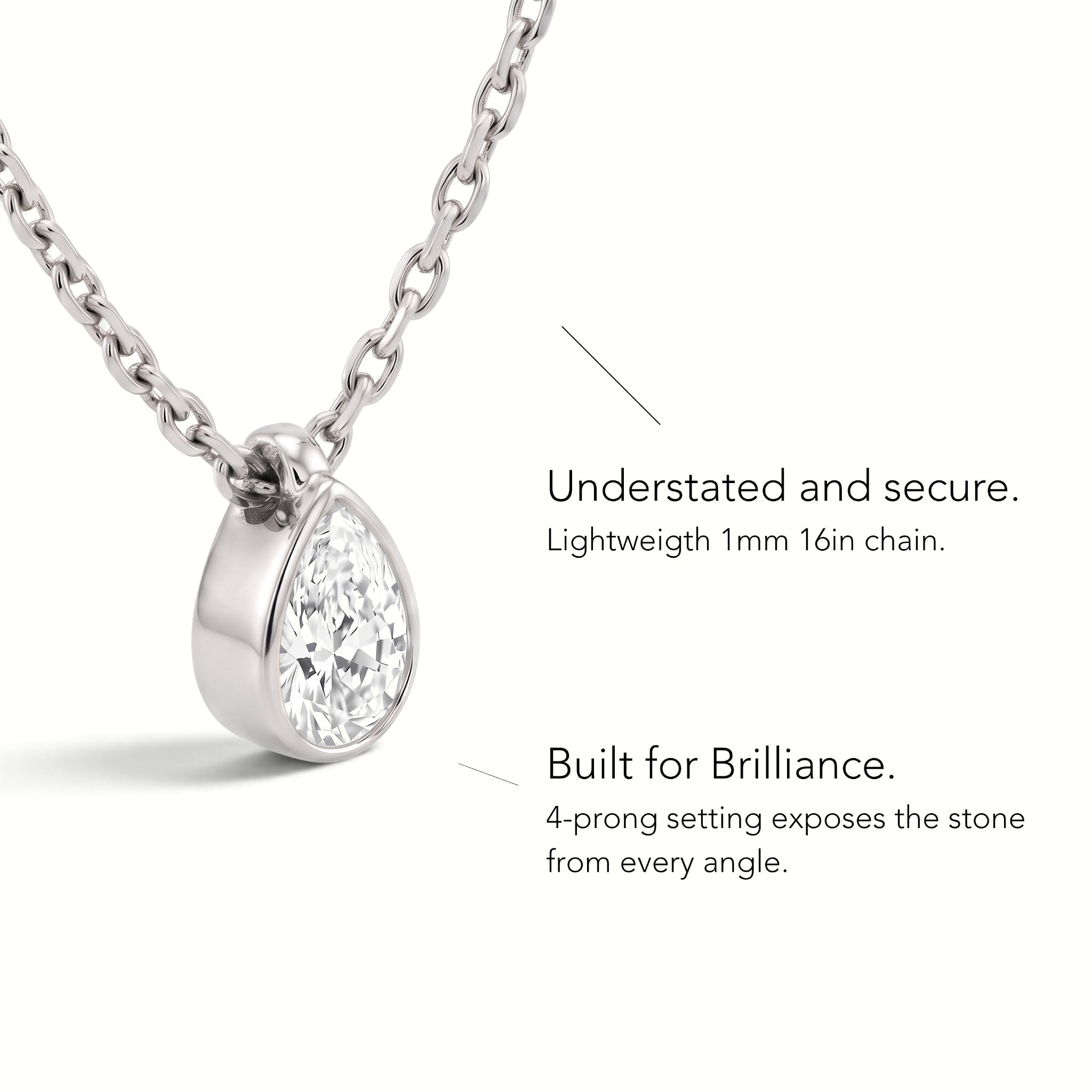 La Poire® Bezel Diamond Pendant Necklace, Platinum
