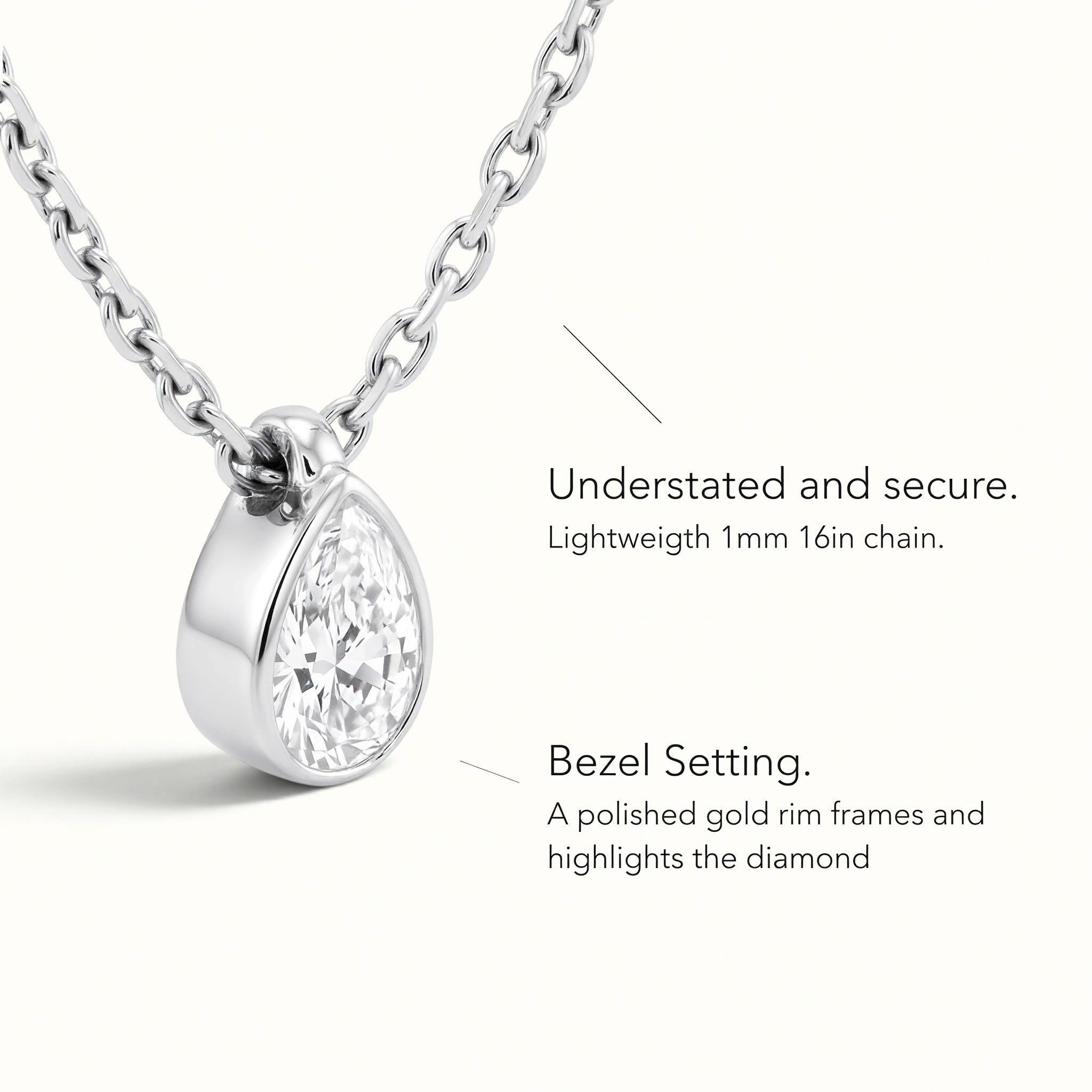 La Poire® Bezel Diamond Pendant Necklace, Platinum