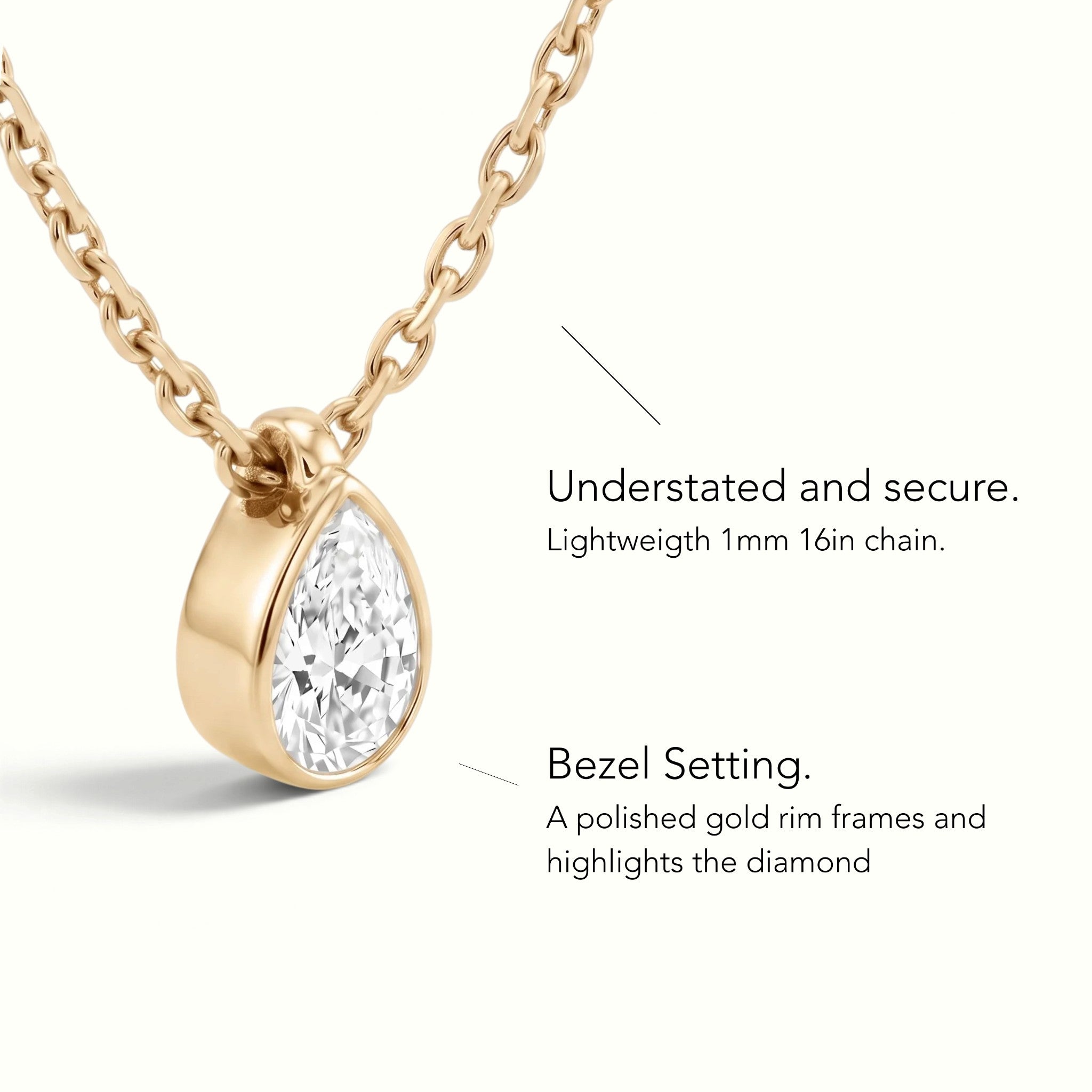 La Poire® Bezel Diamond Pendant Necklace, 14K Yellow Gold