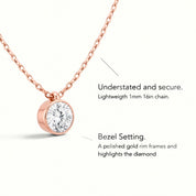 La Ronde® Bezel Diamond Pendant Necklace, 14K Rose Gold