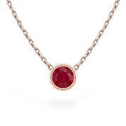 La Ronde® Bezel Ruby Pendant Necklace, 14K Rose Gold
