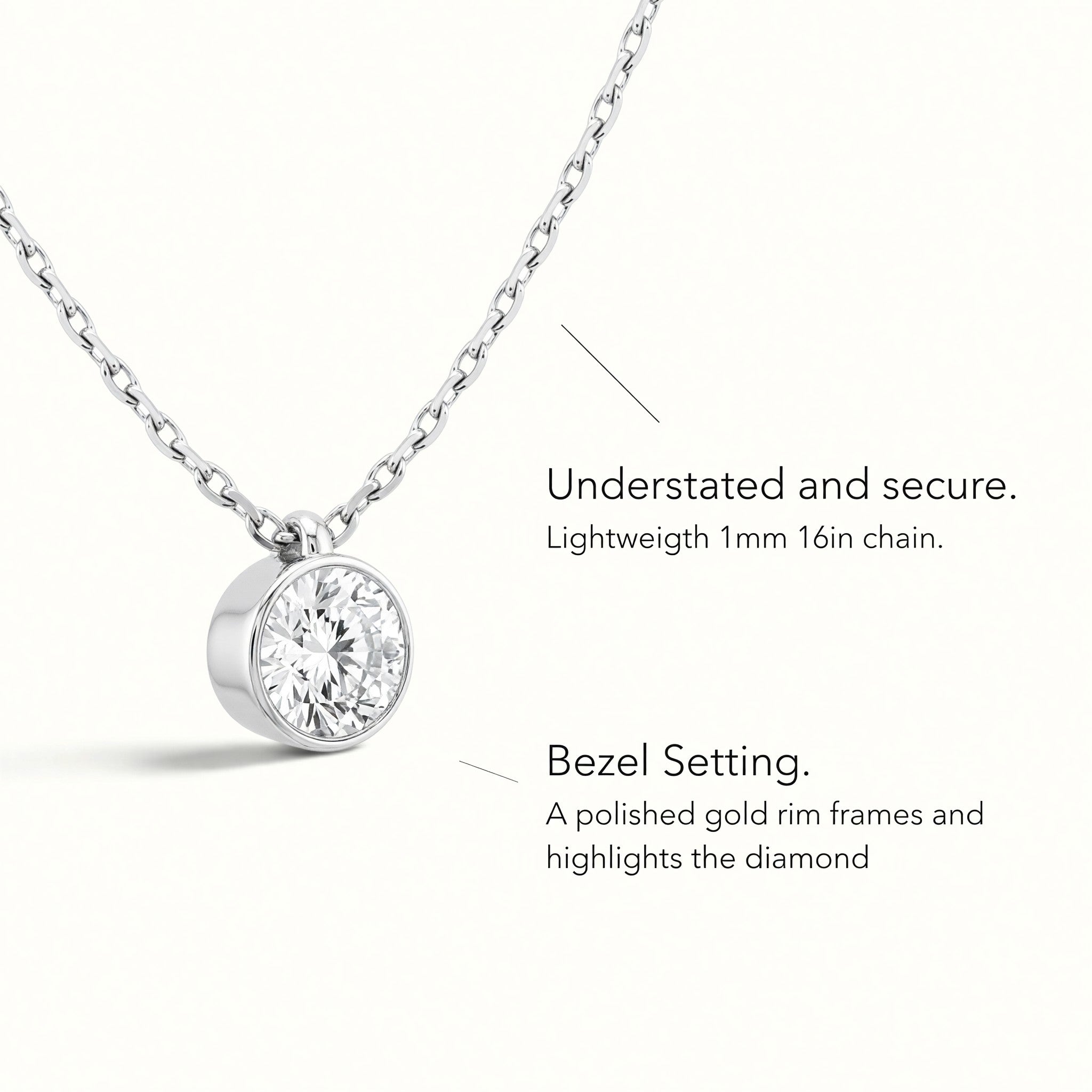 La Ronde® Bezel Diamond Pendant Necklace, Platinum