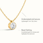 La Ronde® Bezel Diamond Pendant Necklace, 14K Yellow Gold