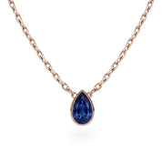 La Poire® Bezel Sapphire Pendant Necklace, 14K Rose Gold
