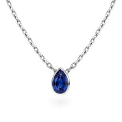 La Poire® Bezel Sapphire Pendant Necklace, 14K White Gold