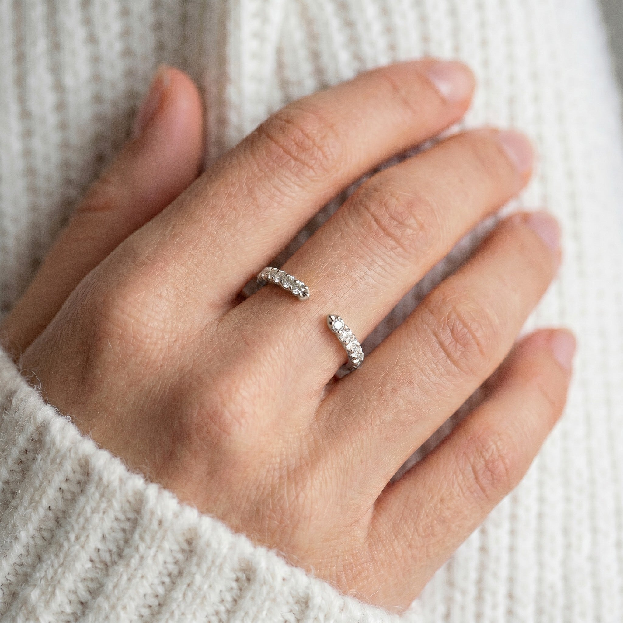 Open Petite Diamond Band, 14K White Gold