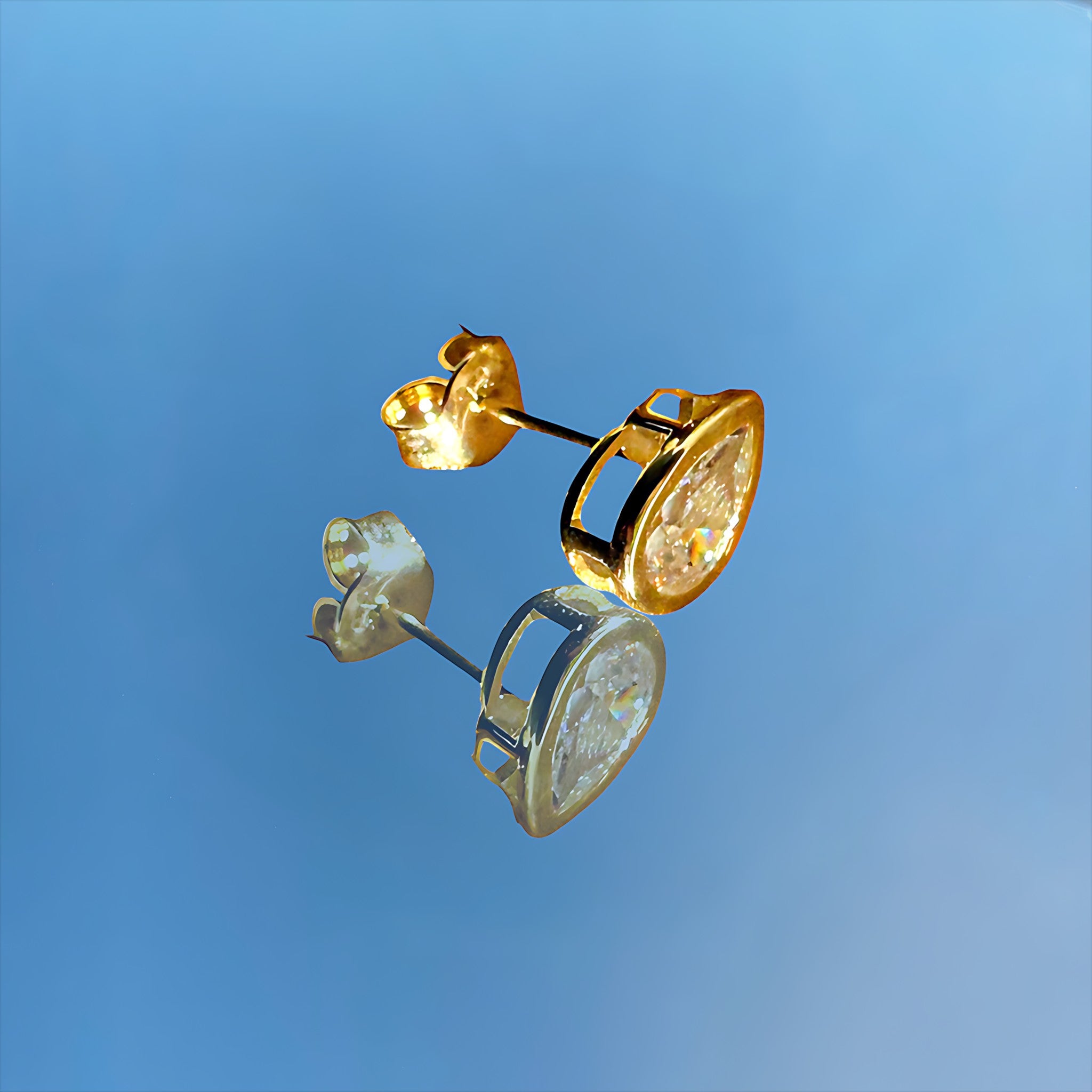 La Poire® Bezel Sapphire Stud Earrings, 14K Rose Gold