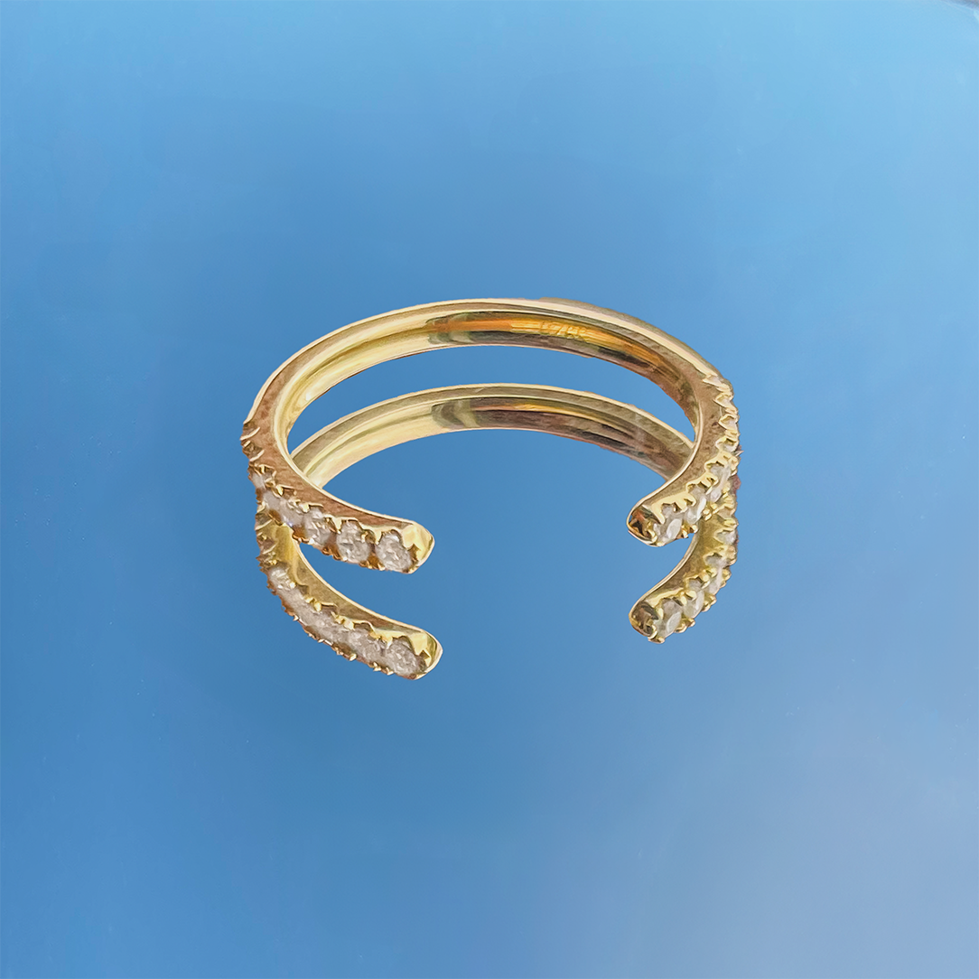 Open Petite Diamond Band, Gold Vermeil