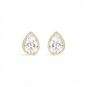 La Poire® Bezel Diamond Stud Earrings, Gold Vermeil