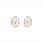La Poire® Bezel Diamond Stud Earrings, 14K Rose Gold