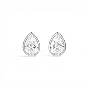 La Poire® Bezel Diamond Stud Earrings, Sterling Silver