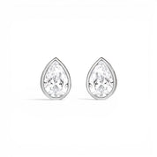 La Poire® Bezel Diamond Stud Earrings, Platinum