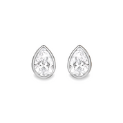 La Poire® Bezel Diamond Stud Earrings (Platinum)