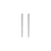 La Ronde® Diamond C-Hoop Petite Earrings, 14K White Gold