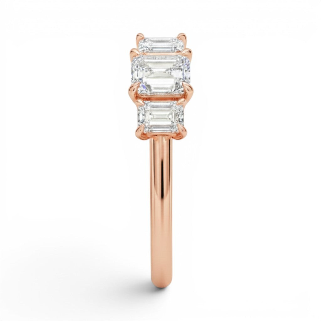L'Emeraude® 3-Stones 0.5ct Diamond Ring, 14K Rose Gold
