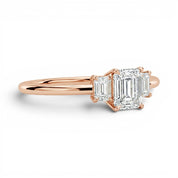 L'Emeraude® 3-Stones 1ct Diamond Ring, 14K Rose Gold