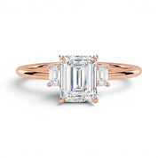 L'Emeraude® 3-Stones 2ct Diamond Ring, 14K Rose Gold