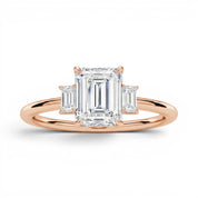 L'Emeraude® 3-Stones 2ct Diamond Ring, 14K Rose Gold